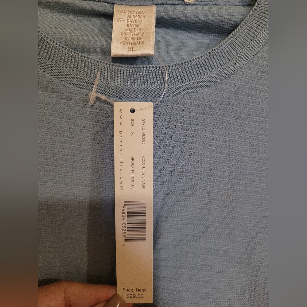 Perry Ellis Short Sleeved Shirt Size XL Baby Blue - Picture 3 of 3